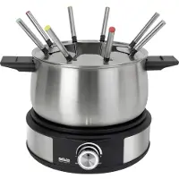 Silva PK-F 140 Fondue-Set inox-schwarz, 8 Gabeln, 1500 Watt 426037, Set à fondue, Argent, Noir