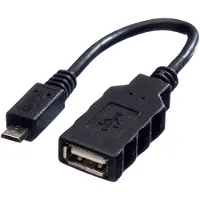 Roline Câble USB 2.0, USB 2.0 Type Micro B - Type A BU, OTG, 0.15 m