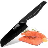 Nirosta 43736 Couteau De Cuisine Santoku, Couteau À Découper, Lame De 16 Cm, Noir, Acier Inoxydable, 30 X 16 Cm