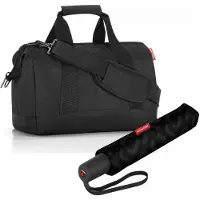 Reisenthel allrounder M avec umbrella pocket duomatic Set, sac de voyage, parapluie, Black, 18 L, 2 pcs.