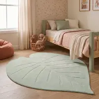 Little Olly Tapis lavable pour enfant - Coco Leaf Vert | 80x120 cm | Irréguliers | Pile courte
