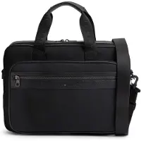 Tommy Hilfiger Sac d’ordinateur portable 'Logo Mixed Texture' noir