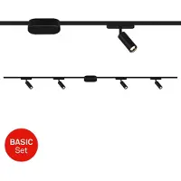 Briloner Luxtrail Système de rail, kit de démarrage de 2 mètres, 4 spots LED, blanc chaud, 5W, 450lm par spot, orientables, extensible jusqu'à 10 mètres