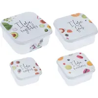 Excellent houseware Récipients alimentaires avec couvercle Set de récipients de cuisine avec inscriptions 5 pièces