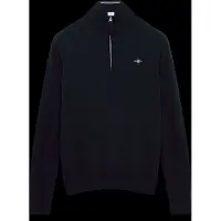 Gant pour homme. 87213 Pull en laine de mouton très fine avec demi-fermeture à glissière marine (L), Casuel, Classique