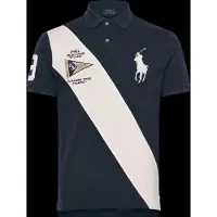 Ralph Lauren pour homme. 710B21920001 Polo Custom Slim Fit avec Big Pony marine (L), Casuel, Coton, Manche courte