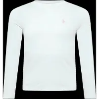 Ralph Lauren pour fille. 313841122030 T-shirt en jersey de coton à manches longues blanc ((M) 8/9años= 136/142cm), Casuel, Manche longu