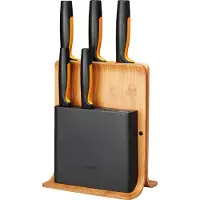 Fiskars 1057552 bloc à couteaux Bloc à couteaux à fente Bambou, plastique, acier inoxydable Bois