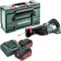 Metabo SSEP 18 LT BL Scie sabre sans fil 18 V 32 mm Brushless + 2x batterie LiHD 5,5 Ah + chargeur + Metabox