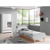 Vipack Cette combinaison Kiddy se compose des éléments suivants : kiddy 2t armoire+2 tiroirs * et un kiddy lit 90 blanc * et un kiddy nako blanc *