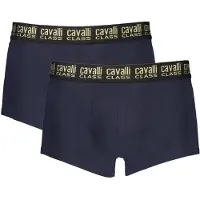 Cavalli Class Hommes, Sous-vêtements, Blu Cotton Mens Boxer, Bleu, (lot de 2, M)