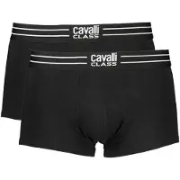 Cavalli Class Hommes, Sous-vêtements, Black Cotton Men's Boxer Briefs, Noir, (lot de 2, XL)