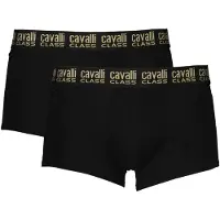 Cavalli Class Hommes, Sous-vêtements, Black Cotton Men's Boxer Underwear Pair, Noir, (lot de 2, M)