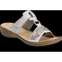 Rieker Chaussures de plage pour femmes, sandales confortables, tongs argentées, style décontracté