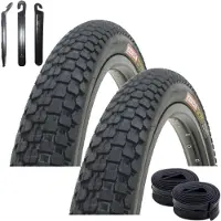 Maxxi4you 2 pneus de vélo BMX Kenda K-Rad K-905 20" noirs 58-406 (20 x 2,35) + 2 chambres à air AV assorties, démonte-pneus inclus