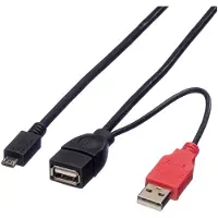 Roline Câble USB 2.0 en Y, 2x Type A (M/F) - Micro B M, 1 m