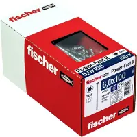 Fischer - Vis Power-Fast II CTP 6,0x100 - Pcs : 100 - Tête Fraisée - Empreinte TX - Zingué Blanc - Filetage Partiel