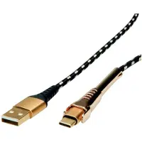 Roline GOLD Câble de synchronisation et de charge USB 2.0, USB-A/USB-C, support, 1 m