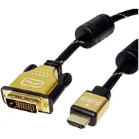 Roline Câble GOLD DVI HDMI I Câble d'écran Dual Link DVI D vers HDMI avec Ethernet et résolution 4K UHD I noir, 1m