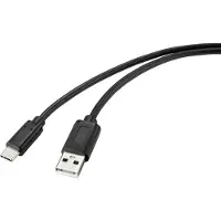 Renkforce Câble USB USB 2.0 USB-C mâle, USB-A mâle 1.00 m noir avec surface antimicrobienne RF-4699378