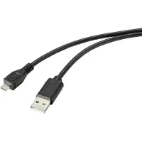 Renkforce Câble USB USB 2.0 USB-A mâle, USB-Micro-B mâle 2.00 m noir avec surface antimicrobienne (RF-4716836)