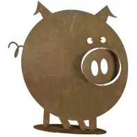 Hg H.G-DEKO Cochon Gustav, H 49 cm sur plaque de base, métal avec rouille noble