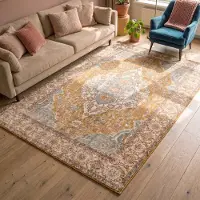 FRAAI Tapis vintage | Thirza Medallion Jaune Ocre/Multicolore | 140x200cm | Multicolore | Rectangulaire | Tapis
