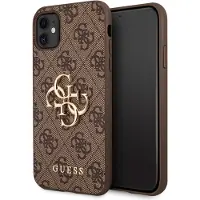 GUESS Pu 4g Metal Logo Iphone 11 Phone Case Marron