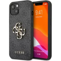 GUESS Coque 4G Metal Logo Backcover pour Apple iPhone 13 - Gris