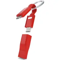 Vonmählen Câble High Five USB A+C / microUSB & USB C & Lightning 2.4A 7cm Format Porte-clés FastCharge 12W Rouge Allroundo