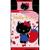 BrandMac Parure de lit Hello Kitty, motif fraise, 140x200 cm, taies d'oreiller 70x90 cm