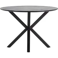 Homestyle4u , Table de salle à manger 110 cm Rond Noir Gris Table de salle à manger Piètement métal 2844
