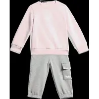 Adidas Survêtement 'Essentials' gris chiné / rose / blanc