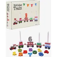CSBOOKS Train en bois « Anniversaire » 18 pièces -