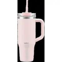 Bodum Gobelet de voyage avec paille, anse et couvercle rose poudré - 1,2 L