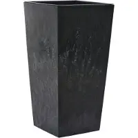 Siena Garden Pflanzgefässe NIZZA STONE schwarz Betonoptik, 30 x 57 cm Kunststoffgefäss mit Einsatz (30 x 30 x 57 cm)