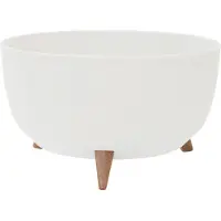 Siena Garden Pflanzgefässe OSLO STRIPE weiss Steifenoptik, 47 x 26,5 cm Kunststoff auf Füssen mit Einsatz (47 x 47 x 26.50 cm)