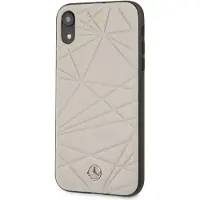 Mercedes-Benz iPhone XR Twister Étui rigide en cuir véritable (Apple iPhone XR), Coque pour téléphone portable, Gris