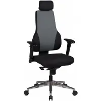 Amstyle fauteuil de direction Qentin noir/gris revêtement tissu fauteuil pivotant avec appui-tête ; SPM1.272