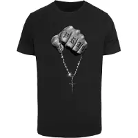 Mister tee T-Shirt 'Faith Meets Strength' gris / gris clair / noir / blanc