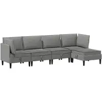 vidaXL Ensemble de salon 5 pièces, tissu gris foncé
