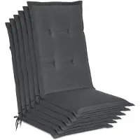 Beautissu Lot de 6 coussins de chaise de jardin Loft HL gris graphite, 120x50x6cm