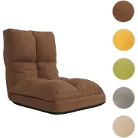 Mendler Fauteuil de sol HWC-N45, fauteuil-lit pliable Fauteuil fonctionnel, fonction sommeil pliable cadre acier velours brun
