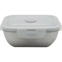 Fackelmann 684083 Boite De Conservation Alimentaire Hermétique En Inox Micro-Ondable 400ml, Lunchbox Avec Valve À Vapeur Et Couvercle En Plastique, Plastique, Acier Inoxydable, 13,5x10,5cm