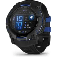 Garmin - Montre GPS connectée - Instinct 3 Amoled 50mm Black/Electric Blue - Noir