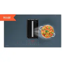 Klarstein AirJet FlexPro Plaque à induction avec hotte intégrée - CEE A++, Débit 745 m³/h, 14 kW, 4 Zones, Boost, Silencieux 58 dB,Tactile, Anthracite