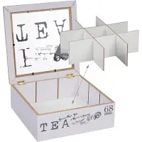 Relaxdays Teebox, Accessoires de thé, Gris, Blanc
