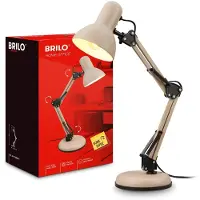 Briloner - Lampe de bureau avec interrupteur sur le câble, orientable, E14, max.25W, lampe de table, lampe de chevet, lampe de salon à poser, 15,5x53cm, beige