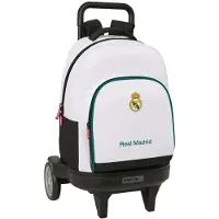 Safta Sac à dos Real Madrid 26/27, 33 litres, avec roulettes, couleur blanche. Pour enfants, taille unique, couleur blanche