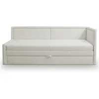 Selsey CAPRILI - Lit d'adolescent avec couchage extensible et tiroir, Crème